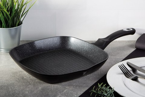 PATELNIA GRANITOWA GRILLOWA 28 cm BERLINGER HAUS BH-1846 BLACK SILVER PATELNIA GRANITOWA GRILLOWA 28 cm BERLINGER HAUS BH-1846 BLACK SILVER
