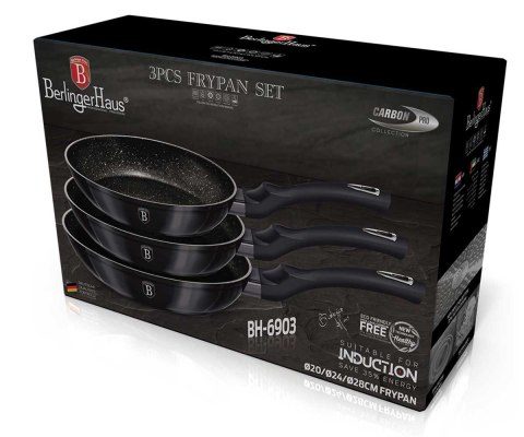 ZESTAW 3 PATELNI GRANITOWYCH BERLINGER HAUS BH-6903 CARBON PRO ZESTAW 3 PATELNI GRANITOWYCH BERLINGER HAUS BH-6903 CARBON PRO