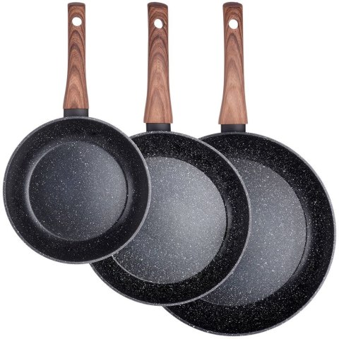 ZESTAW 3 PATELNI GRANITOWYCH BLACK&WOOD 20/24/28 cm 199011 ZESTAW 3 PATELNI GRANITOWYCH BLACK&WOOD 20/24/28 cm 199011