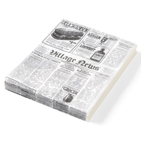Papier pergaminowy do ciepłych przekąsek nadruk gazety 250x350mm 500szt. Hendi 678107 Papier pergaminowy do ciepłych przekąsek nadruk gazety 250x350mm 500szt. Hendi 678107