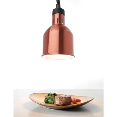Lampa do podgrzewania potraw - wisząca cylindryczna stożkowa miedziana 250W Lampa do podgrzewania potraw - wisząca cylindryczna stożkowa miedziana 250W