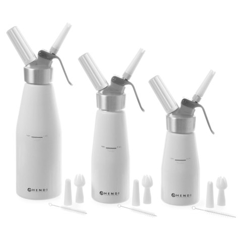 Syfon do bitej śmietany N2O Kitchen Line ZESTAW + 3 końcówki 0.25L - biały - HENDI 588031 Syfon do bitej śmietany N2O Kitchen Line ZESTAW + 3 końcówki 0.25L - biały - HENDI 588031