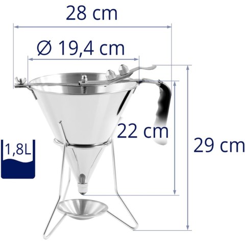 Dozownik lejek pistolet do sosów polew stalowy + stojak 3 dysze 1.8 l Dozownik lejek pistolet do sosów polew stalowy + stojak 3 dysze 1.8 l