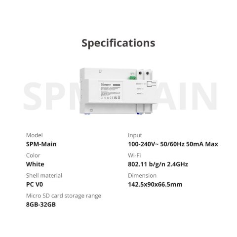 Inteligentny przełącznik miernik mocy WiFi Ethernet SPM-Main Inteligentny przełącznik miernik mocy WiFi Ethernet SPM-Main