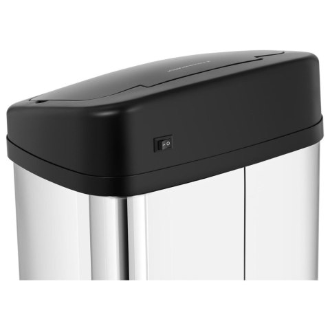 Kosz na śmieci automatyczny bezdotykowy z czujnikiem ruchu 30 cm 50 l SREBRNY Kosz na śmieci automatyczny bezdotykowy z czujnikiem ruchu 30 cm 50 l SREBRNY