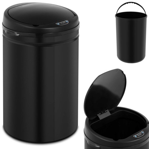 Kosz na śmieci automatyczny bezdotykowy z pojemnikiem i czujnikiem ruchu zasięg 30 cm 30 l CZARNY Kosz na śmieci automatyczny bezdotykowy z pojemnikiem i czujnikiem ruchu zasięg 30 cm 30 l CZARNY