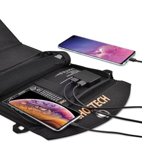 Ładowarka solarna słoneczna USB składana 19W 2xUSB czarna Ładowarka solarna słoneczna USB składana 19W 2xUSB czarna