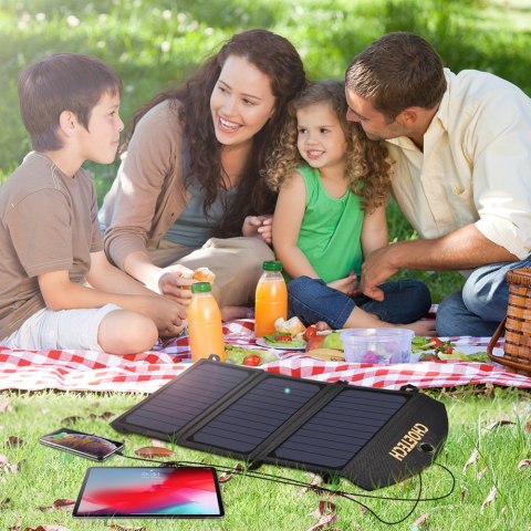 Ładowarka solarna słoneczna USB składana 19W 2xUSB czarna Ładowarka solarna słoneczna USB składana 19W 2xUSB czarna
