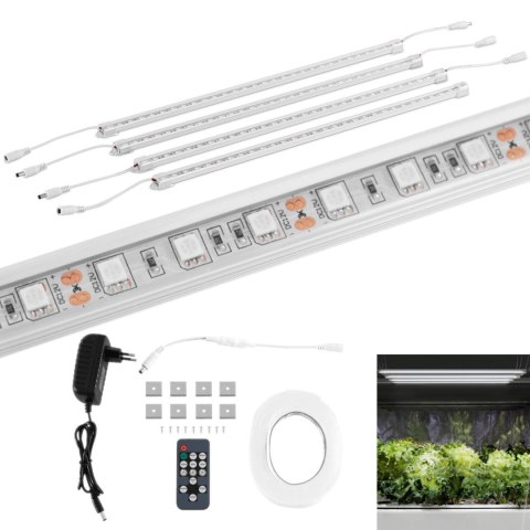Lampa do uprawy wzrostu roślin 120 diod LED 50 cm 20 W 4 szt. srebrna Lampa do uprawy wzrostu roślin 120 diod LED 50 cm 20 W 4 szt. srebrna