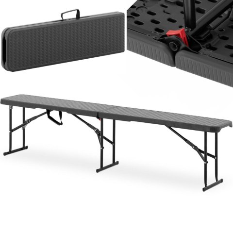 Ławka cateringowa ogrodowa składana czarna do 300 kg 183 x 30 x 43 cm Ławka cateringowa ogrodowa składana czarna do 300 kg 183 x 30 x 43 cm