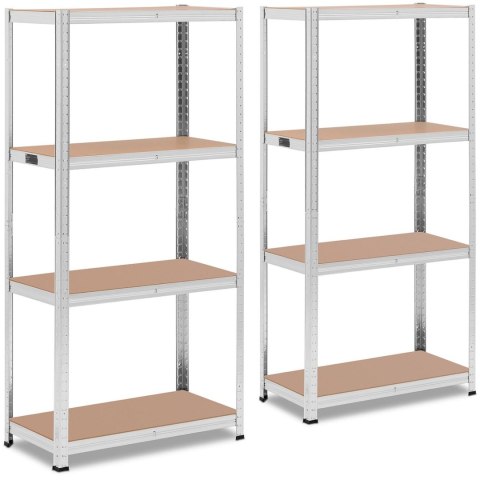 Regał magazynowy metalowy 4 półki 320 kg 80 x 40 x 160 cm szary 2 szt. Regał magazynowy metalowy 4 półki 320 kg 80 x 40 x 160 cm szary 2 szt.