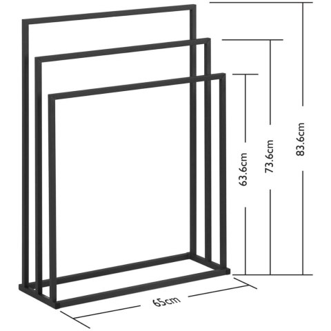 Stojak wieszak na 3 ręczniki wolnostojący podłogowy STAL 65 x 21.5 x 84 cm ciemnoszary Stojak wieszak na 3 ręczniki wolnostojący podłogowy STAL 65 x 21.5 x 84 cm ciemnoszary