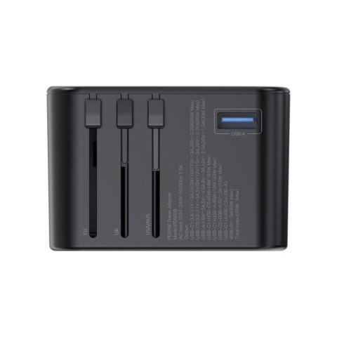 Szybka ładowarka podróżna wtyczka UE UK USA AUS 3xUSB 30-65W czarny Szybka ładowarka podróżna wtyczka UE UK USA AUS 3xUSB 30-65W czarny