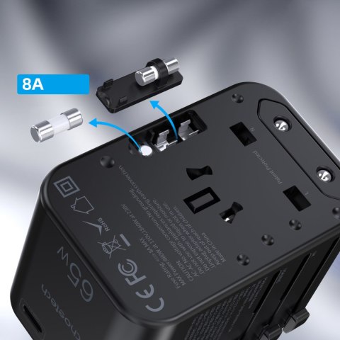 Szybka ładowarka podróżna wtyczka UE UK USA AUS 3xUSB 30-65W czarny Szybka ładowarka podróżna wtyczka UE UK USA AUS 3xUSB 30-65W czarny