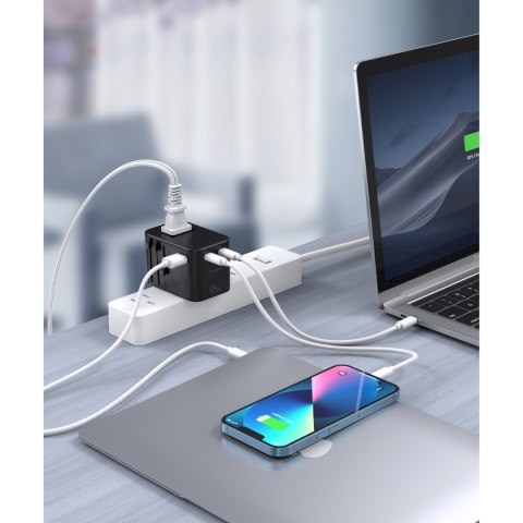 Szybka ładowarka podróżna wtyczka UE UK USA AUS 3xUSB 30-65W czarny Szybka ładowarka podróżna wtyczka UE UK USA AUS 3xUSB 30-65W czarny