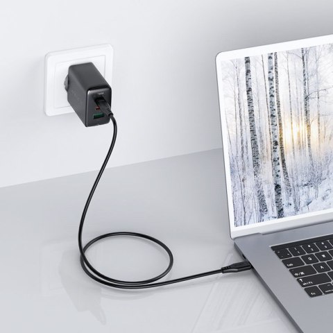 2w1 Ładowarka sieciowa 2x USB-C USB 65W + kabel USB-C czarny 2w1 Ładowarka sieciowa 2x USB-C USB 65W + kabel USB-C czarny