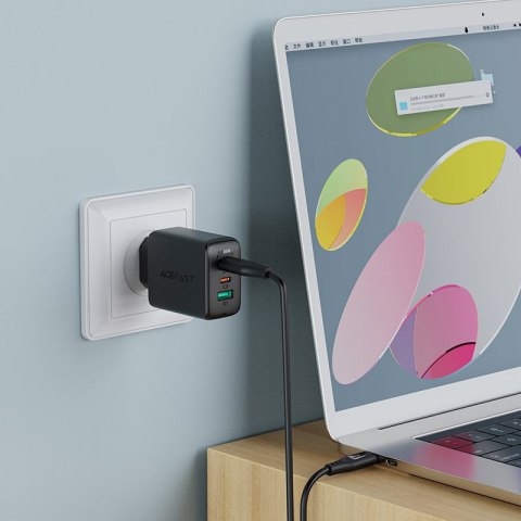 2w1 Ładowarka sieciowa 2x USB-C USB 65W + kabel USB-C czarny 2w1 Ładowarka sieciowa 2x USB-C USB 65W + kabel USB-C czarny