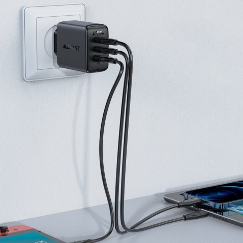 2w1 Ładowarka sieciowa 2x USB-C USB 65W + kabel USB-C czarny 2w1 Ładowarka sieciowa 2x USB-C USB 65W + kabel USB-C czarny