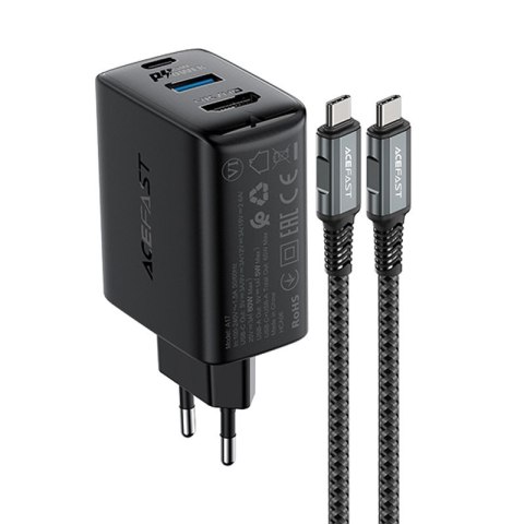 2w1 Ładowarka sieciowa z kablem USB-C + przejściówka adapter USB-C - HDMI 4K czarna 2w1 Ładowarka sieciowa z kablem USB-C + przejściówka adapter USB-C - HDMI 4K czarna