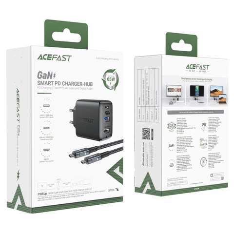 2w1 Ładowarka sieciowa z kablem USB-C + przejściówka adapter USB-C - HDMI 4K czarna 2w1 Ładowarka sieciowa z kablem USB-C + przejściówka adapter USB-C - HDMI 4K czarna