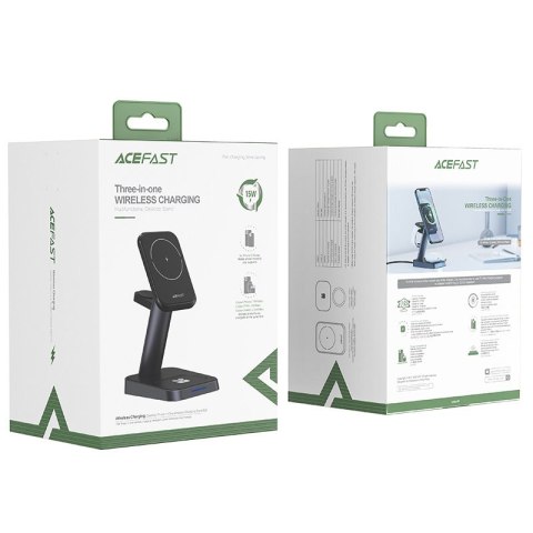 3w1 Ładowarka Qi 15W z uchwytem magnetycznym do iPhone Apple Watch i AirPods czarny 3w1 Ładowarka Qi 15W z uchwytem magnetycznym do iPhone Apple Watch i AirPods czarny