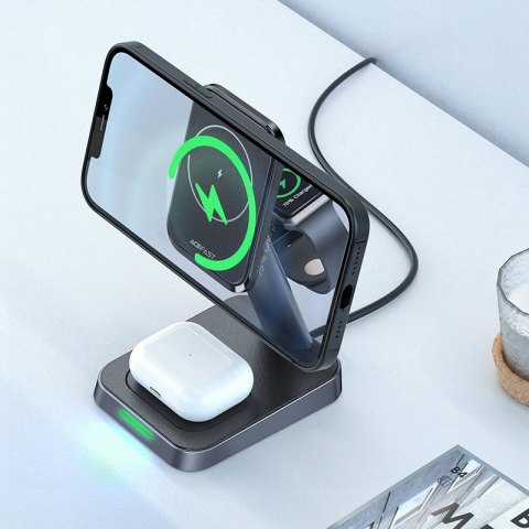 3w1 Ładowarka Qi 15W z uchwytem magnetycznym do iPhone Apple Watch i AirPods czarny 3w1 Ładowarka Qi 15W z uchwytem magnetycznym do iPhone Apple Watch i AirPods czarny