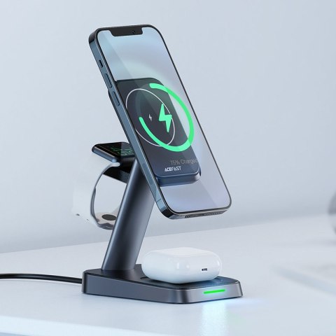 3w1 Ładowarka Qi 15W z uchwytem magnetycznym do iPhone Apple Watch i AirPods czarny 3w1 Ładowarka Qi 15W z uchwytem magnetycznym do iPhone Apple Watch i AirPods czarny