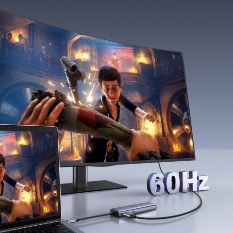 7w1 wielofunkcyjny HUB USB-C - 2x USB HDMI 4K czytnik kart SD i TF USB-C RJ45 1Gbps szary 7w1 wielofunkcyjny HUB USB-C - 2x USB HDMI 4K czytnik kart SD i TF USB-C RJ45 1Gbps szary