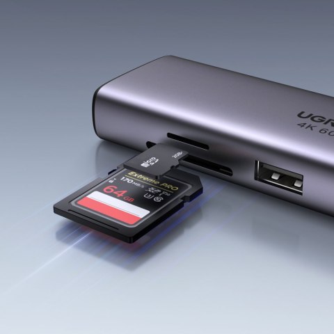 7w1 wielofunkcyjny HUB USB-C - 2x USB HDMI 4K czytnik kart SD i TF USB-C RJ45 1Gbps szary 7w1 wielofunkcyjny HUB USB-C - 2x USB HDMI 4K czytnik kart SD i TF USB-C RJ45 1Gbps szary