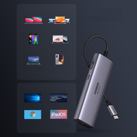 7w1 wielofunkcyjny HUB USB-C - 2x USB HDMI 4K czytnik kart SD i TF USB-C RJ45 1Gbps szary 7w1 wielofunkcyjny HUB USB-C - 2x USB HDMI 4K czytnik kart SD i TF USB-C RJ45 1Gbps szary