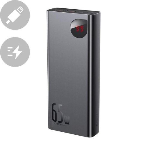 Adaman powerbank 2x USB 1x USB-C 1x microUSB 20000mAh 65W Quick Charge czarny Adaman powerbank 2x USB 1x USB-C 1x microUSB 20000mAh 65W Quick Charge czarny