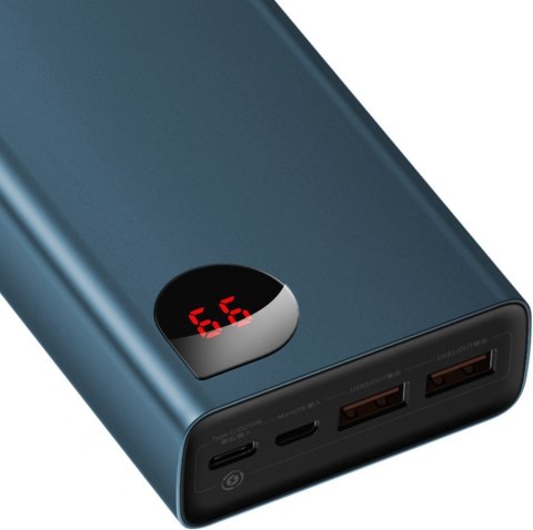 Adaman powerbank 2x USB 1x USB-C 1x microUSB 20000mAh 65W Quick Charge niebieski Adaman powerbank 2x USB 1x USB-C 1x microUSB 20000mAh 65W Quick Charge niebieski