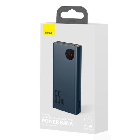 Adaman powerbank 2x USB 1x USB-C 1x microUSB 20000mAh 65W Quick Charge niebieski Adaman powerbank 2x USB 1x USB-C 1x microUSB 20000mAh 65W Quick Charge niebieski