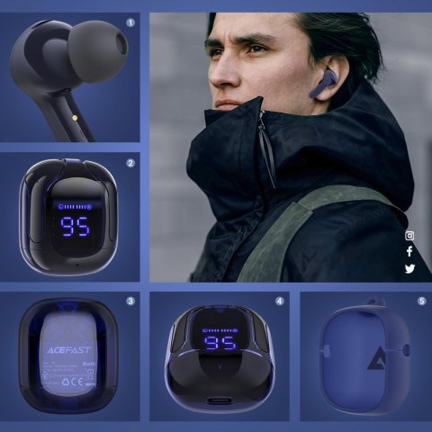 Dokanałowe słuchawki bezprzewodowe TWS Bluetooth niebieski Dokanałowe słuchawki bezprzewodowe TWS Bluetooth niebieski