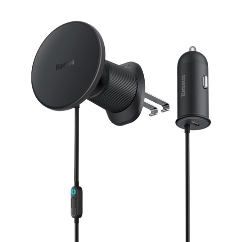 Ładowarka indukcyjna do samochodu na nawiew MagSafe 15W USB-C 25W - czarna Ładowarka indukcyjna do samochodu na nawiew MagSafe 15W USB-C 25W - czarna