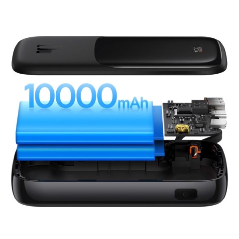 Powerbank 10000mAh USB USB-C iPhone Lightning + kabel USB-C - czarny Powerbank 10000mAh USB USB-C iPhone Lightning + kabel USB-C - czarny