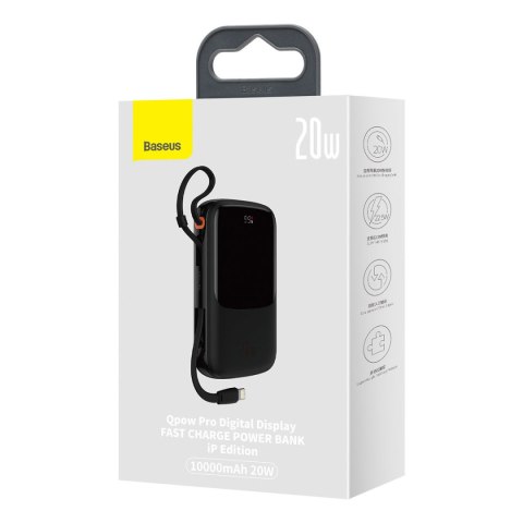 Powerbank 10000mAh USB USB-C iPhone Lightning + kabel USB-C - czarny Powerbank 10000mAh USB USB-C iPhone Lightning + kabel USB-C - czarny