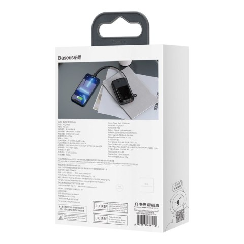 Powerbank 10000mAh USB USB-C iPhone Lightning + kabel USB-C - czarny Powerbank 10000mAh USB USB-C iPhone Lightning + kabel USB-C - czarny