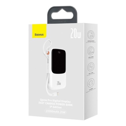 Powerbank z szybkim ładowaniem 10000mAh 20W QC-PD-SCP-FCP kabel Iphone Lightning biały Powerbank z szybkim ładowaniem 10000mAh 20W QC-PD-SCP-FCP kabel Iphone Lightning biały