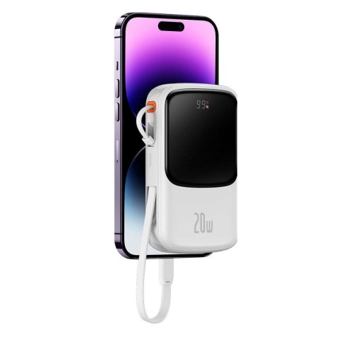 Powerbank z szybkim ładowaniem 10000mAh 20W QC-PD-SCP-FCP kabel Iphone Lightning biały Powerbank z szybkim ładowaniem 10000mAh 20W QC-PD-SCP-FCP kabel Iphone Lightning biały