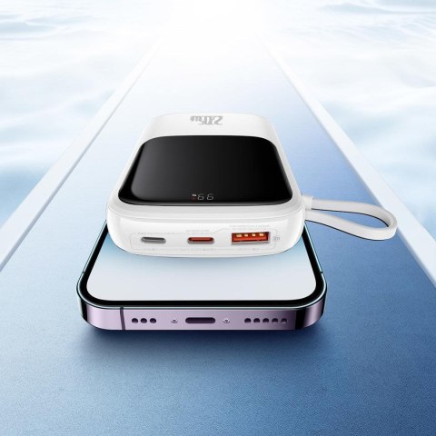 Powerbank z szybkim ładowaniem 10000mAh 20W QC-PD-SCP-FCP kabel Iphone Lightning biały Powerbank z szybkim ładowaniem 10000mAh 20W QC-PD-SCP-FCP kabel Iphone Lightning biały