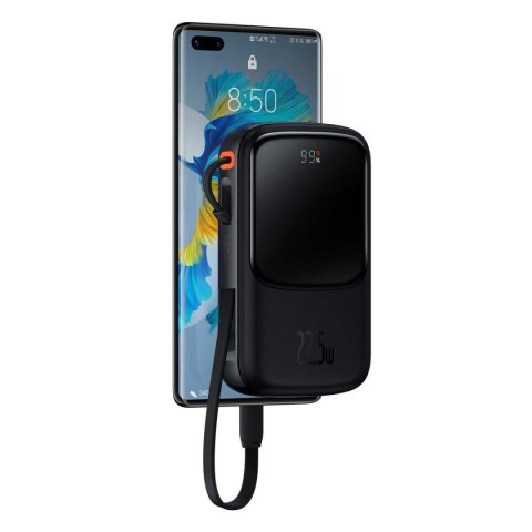 Powerbank z szybkim ładowaniem 10000mAh 22.5W QC-PD-SCP-FCP kabel USB-C czarny Powerbank z szybkim ładowaniem 10000mAh 22.5W QC-PD-SCP-FCP kabel USB-C czarny
