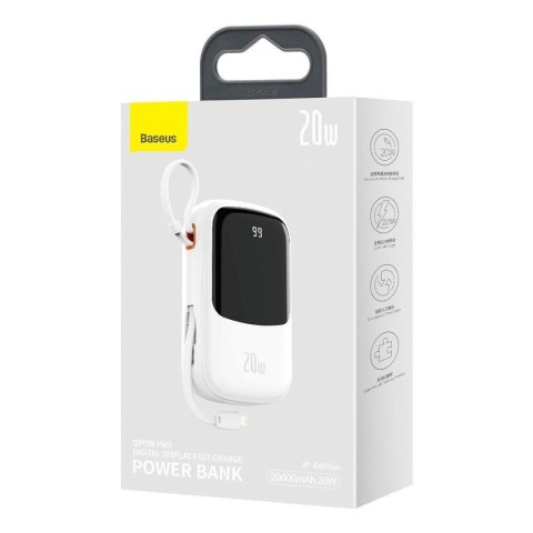 Powerbank z szybkim ładowaniem 20000mAh 20W QC-PD-SCP-FCP kabel Iphone Lightning biały Powerbank z szybkim ładowaniem 20000mAh 20W QC-PD-SCP-FCP kabel Iphone Lightning biały