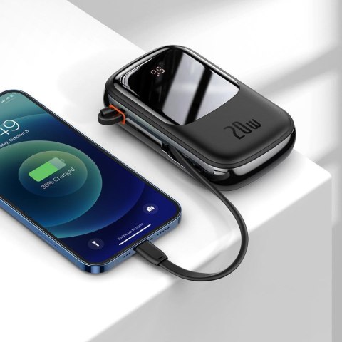 Powerbank z szybkim ładowaniem 20000mAh 20W QC-PD-SCP-FCP kabel Iphone Lightning czarny Powerbank z szybkim ładowaniem 20000mAh 20W QC-PD-SCP-FCP kabel Iphone Lightning czarny