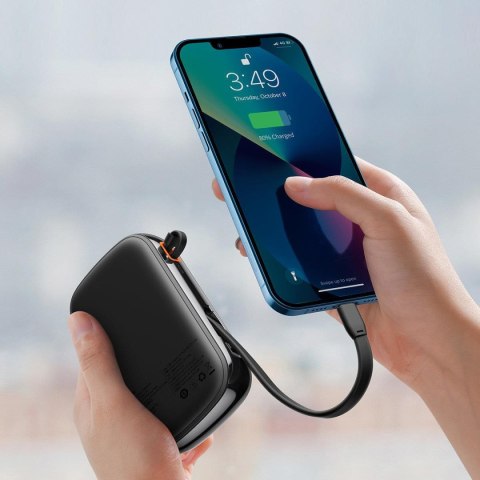 Powerbank z szybkim ładowaniem 20000mAh 20W QC-PD-SCP-FCP kabel Iphone Lightning czarny Powerbank z szybkim ładowaniem 20000mAh 20W QC-PD-SCP-FCP kabel Iphone Lightning czarny
