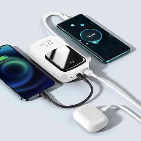 Powerbank z szybkim ładowaniem 20000mAh 22.5W QC-PD-SCP-FCP kabel USB-C biały Powerbank z szybkim ładowaniem 20000mAh 22.5W QC-PD-SCP-FCP kabel USB-C biały