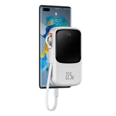 Qpow powerbank 10000mAh wbudowany kabel USB Typu C 22.5W Quick Charge biały Qpow powerbank 10000mAh wbudowany kabel USB Typu C 22.5W Quick Charge biały