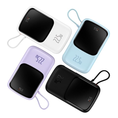 Qpow powerbank 10000mAh wbudowany kabel USB Typu C 22.5W Quick Charge biały Qpow powerbank 10000mAh wbudowany kabel USB Typu C 22.5W Quick Charge biały