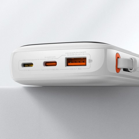 Qpow powerbank 10000mAh wbudowany kabel USB Typu C 22.5W Quick Charge biały Qpow powerbank 10000mAh wbudowany kabel USB Typu C 22.5W Quick Charge biały