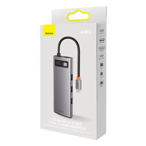 StarJoy HUB 8w1 USB-C 3xUSB HDMI RJ45 czytnik kart SD i TF PD szary StarJoy HUB 8w1 USB-C 3xUSB HDMI RJ45 czytnik kart SD i TF PD szary